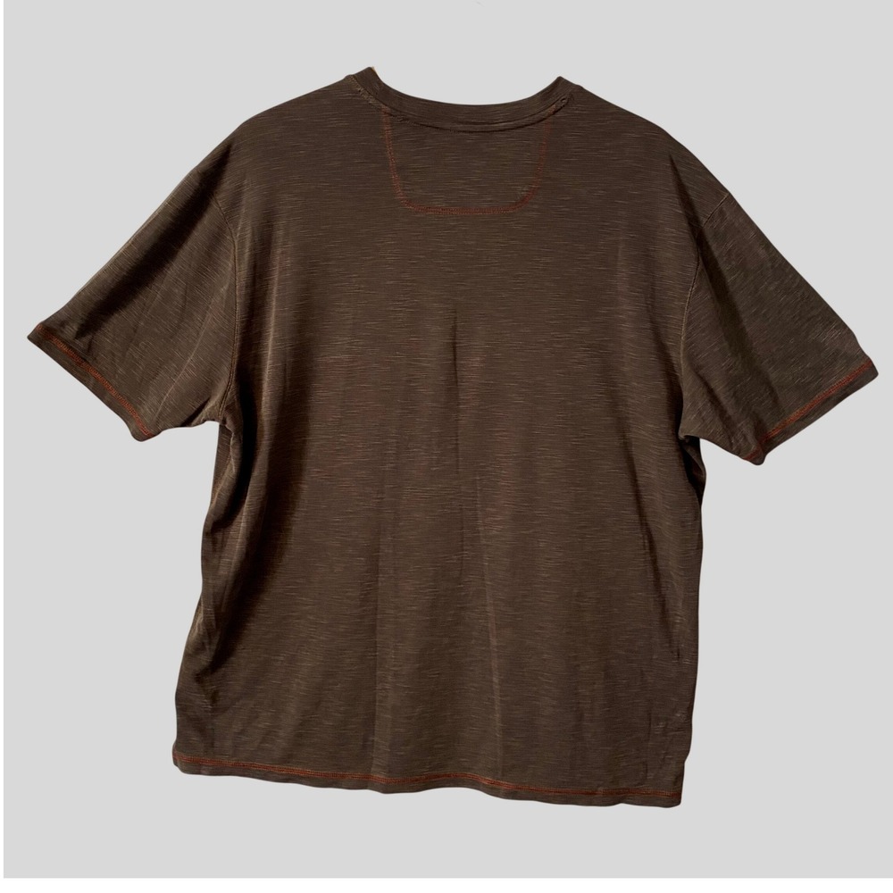 Tommy Bahama Mens XL Brown Tencel Blend Slub Crew Neck T-Shirt Lightweight - Picture 2 of 7